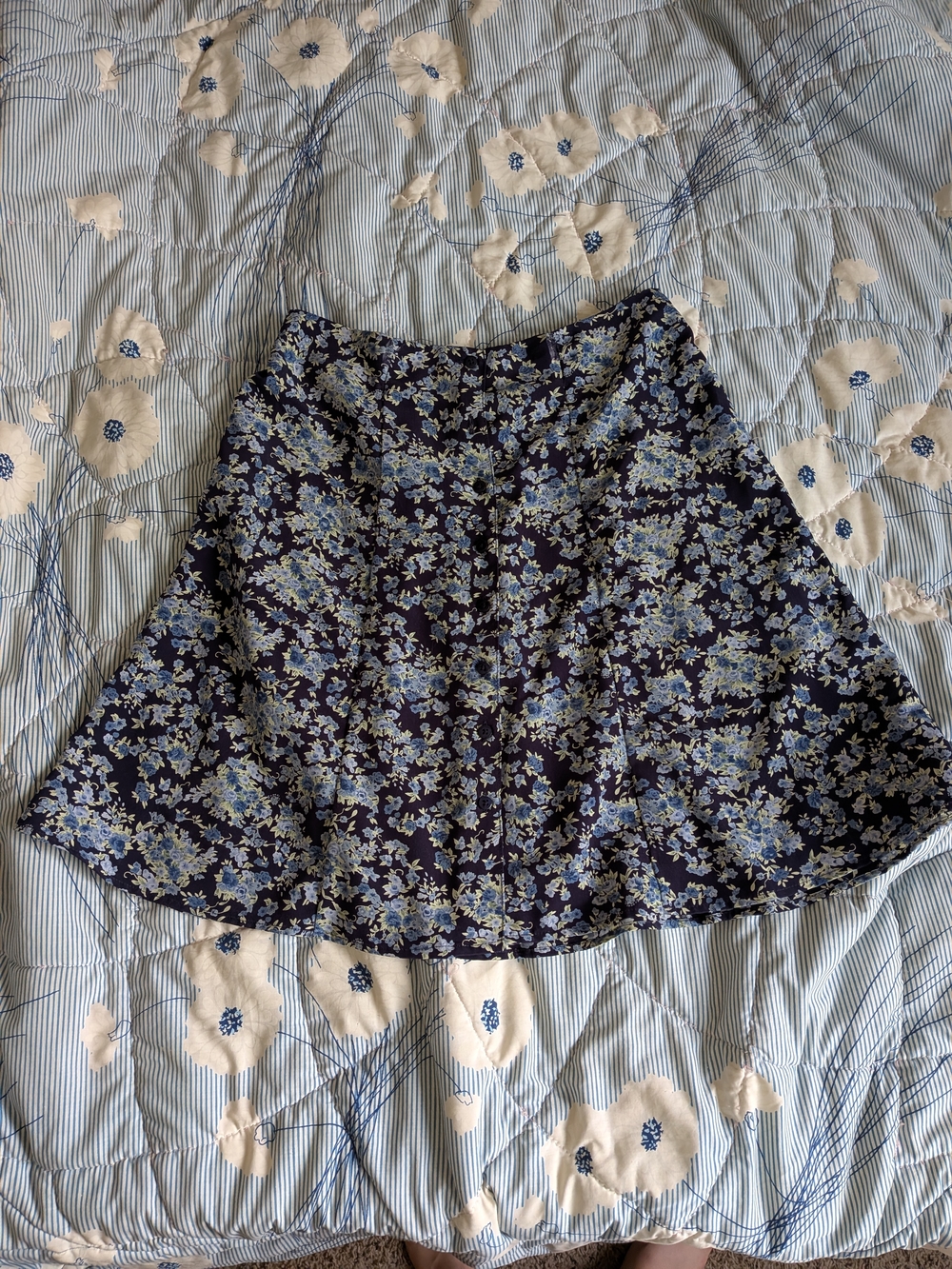 Vintage Blue Floral Skirt
